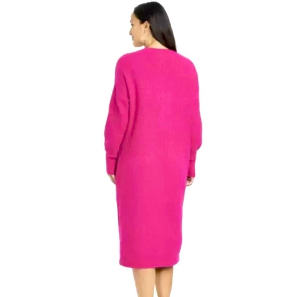 A New Day Target Button Up Sweater Dress Women's Small Fuchsia Casual Y2K Career - Picture 3 of 11